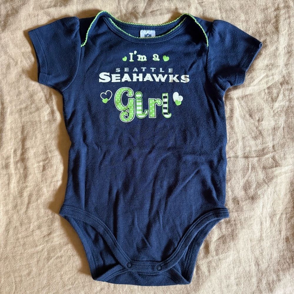 Seattle Seahawks 18 month NFL Toddler Baby Girl Onesie I’m a Seahawks Girl!